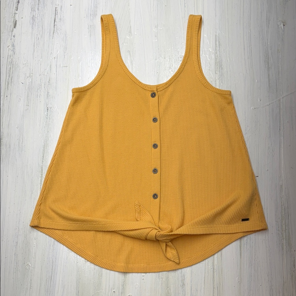 💚5/$25 SALE!💚 Hollister Waffle Yellow Button-Front Tank Sz S